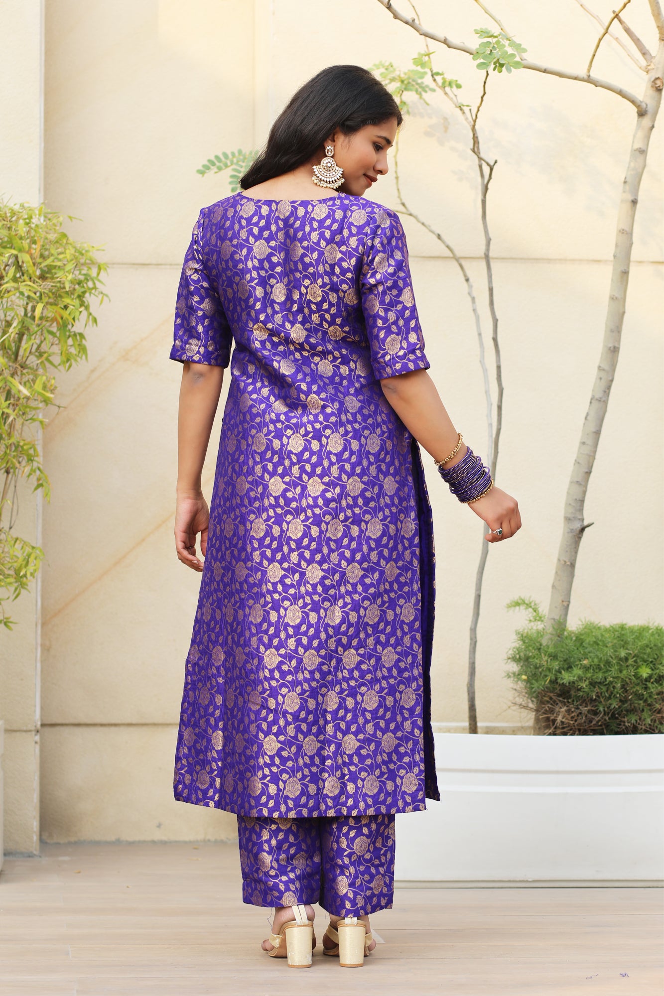 Noor Purple Brocade Kurta Set