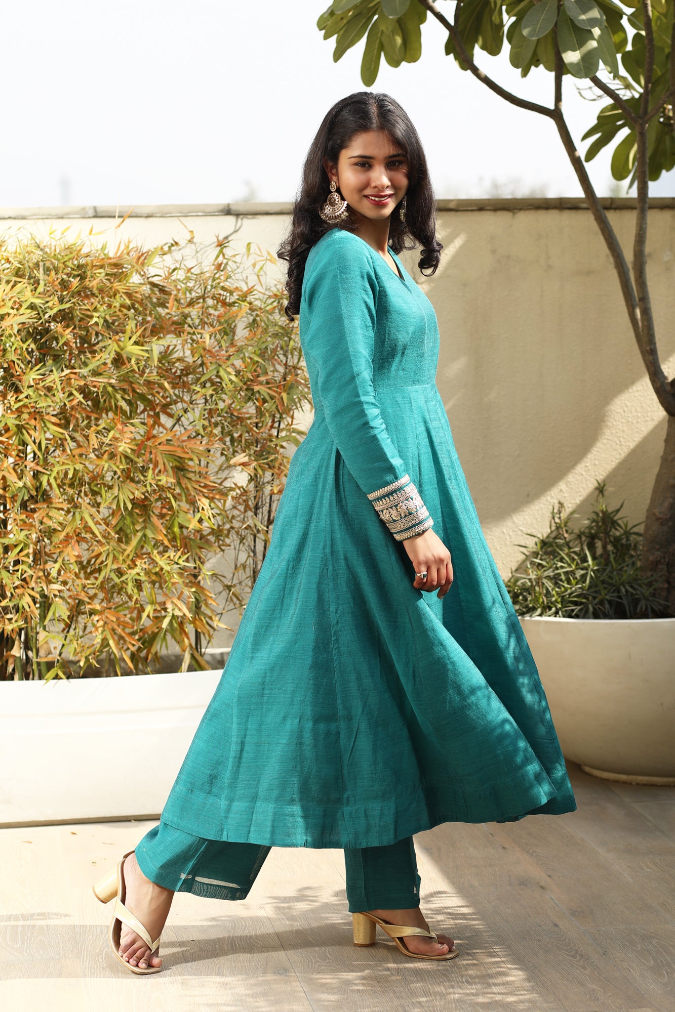 Saanvi Teal Anarkali Set