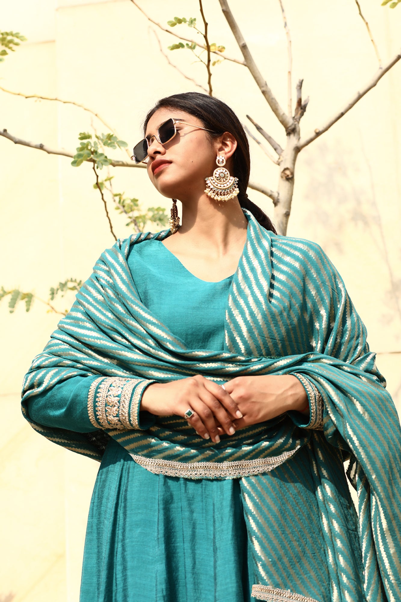 Saanvi Teal Anarkali Set