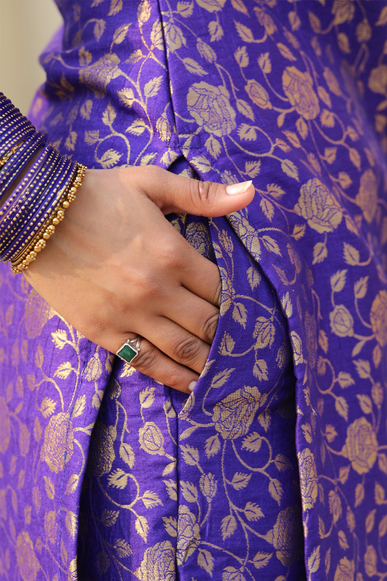 Noor Purple Brocade Kurta Set