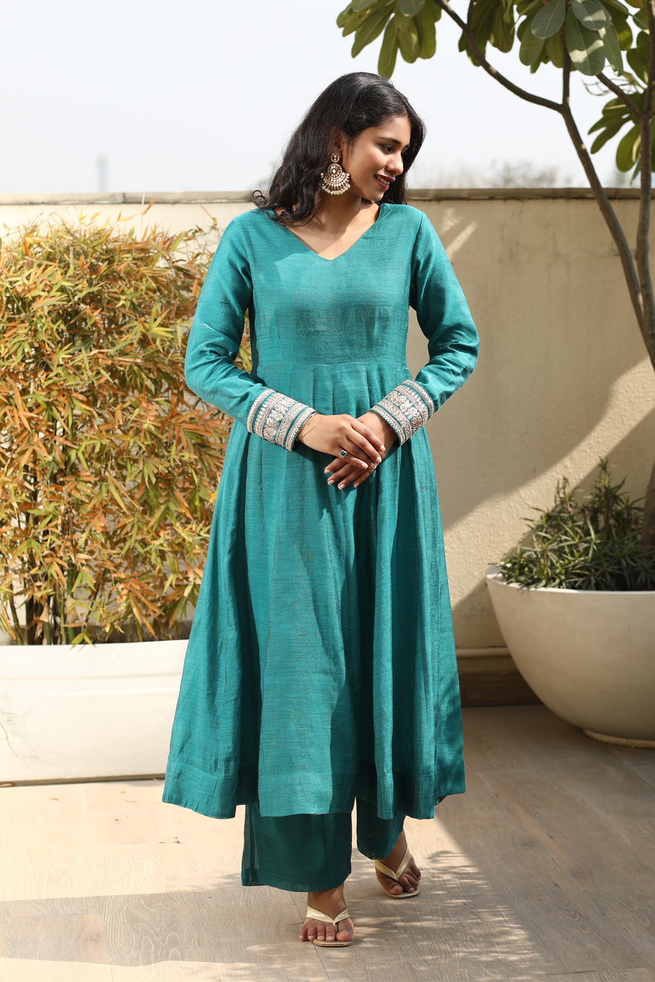Saanvi Teal Anarkali Set