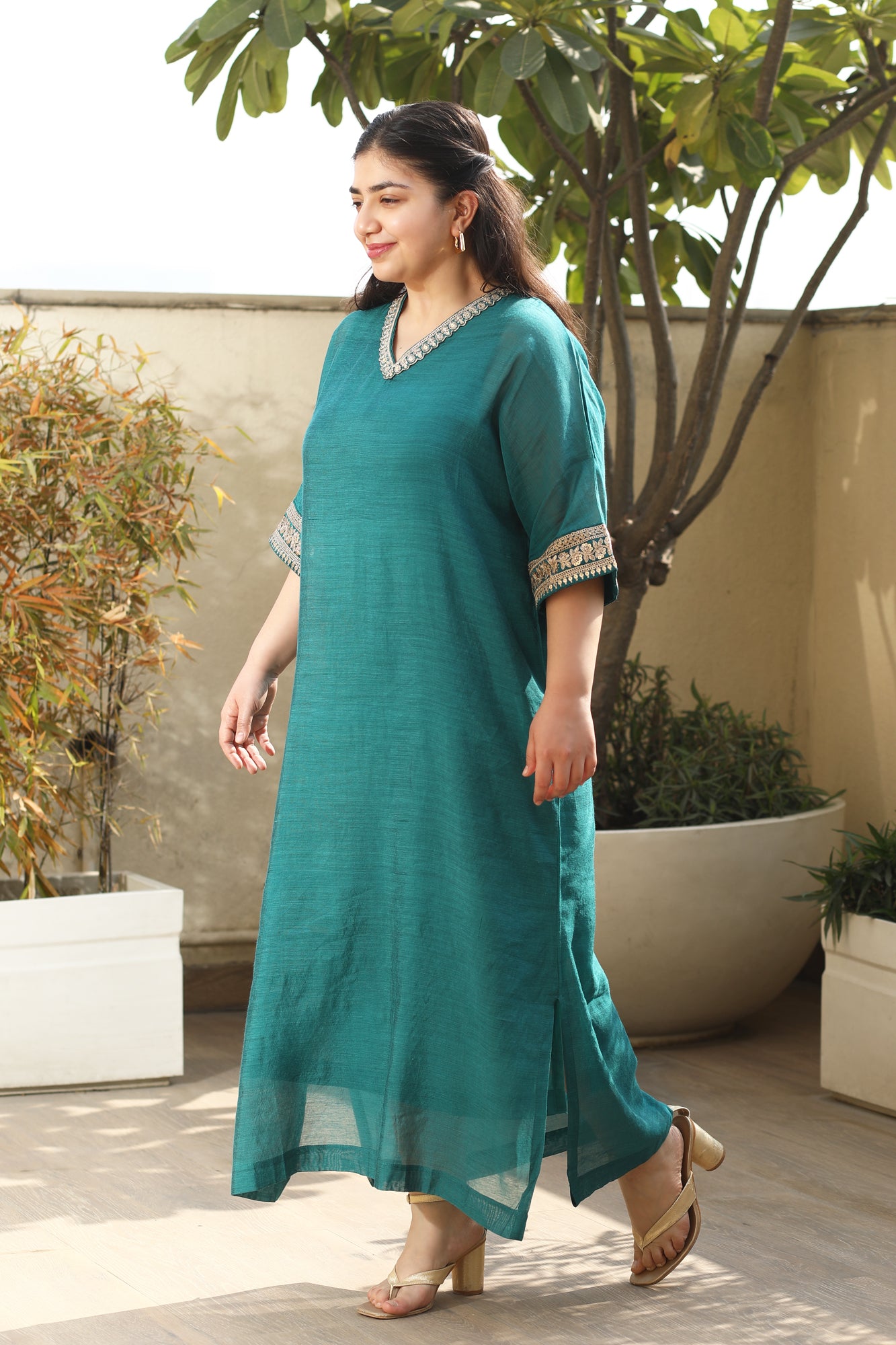 Aira Teal Kaftan