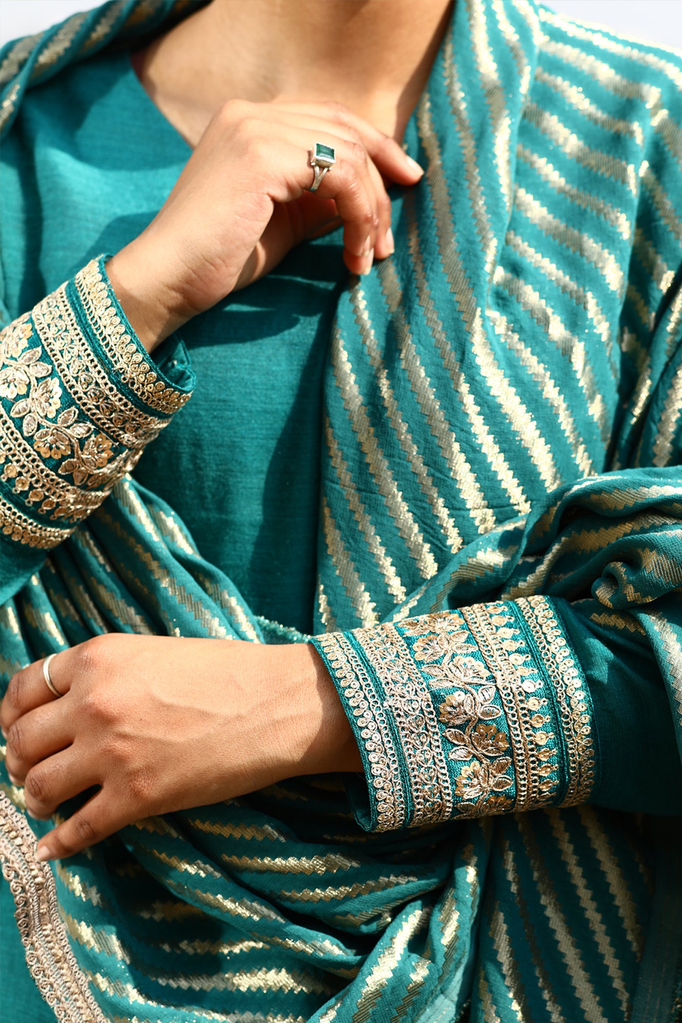 Saanvi Teal Anarkali Set